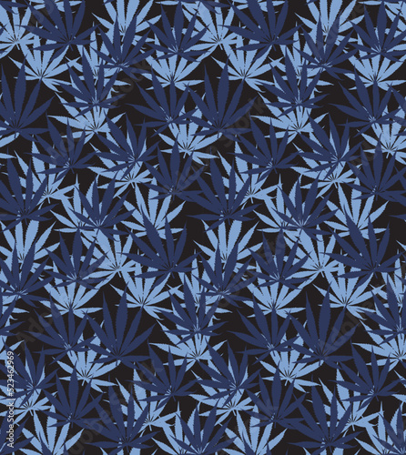 Seamless hemp leaf pattern for fabrics, textiles, packaging and wallpaper. Vector illustration.