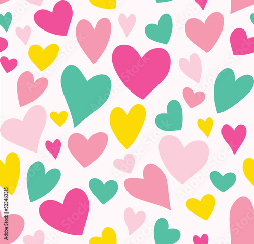 Seamless pattern with cute hearts. Ideal for fabrics, textiles, backgrounds, packaging, covers. Creative background vector. For valentine, baby and children.
