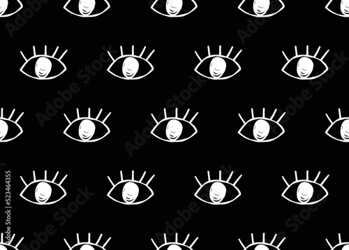 Hand drawn eye doodles seamless pattern. Vector illustration. Perfect for wallpapers, web page backgrounds, surface textures, textile.