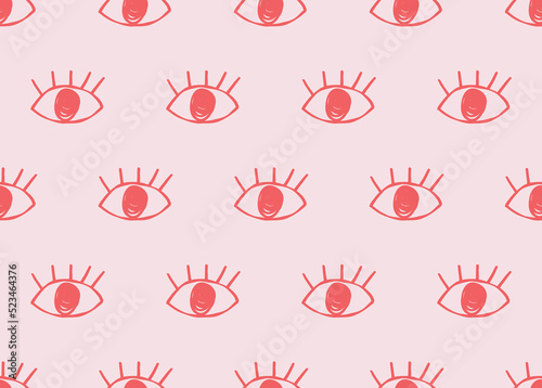 Hand drawn eye doodles seamless pattern. Vector illustration. Perfect for wallpapers, web page backgrounds, surface textures, textile.