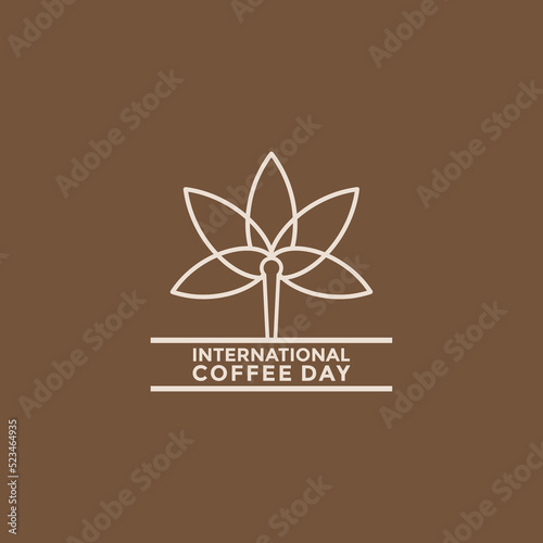 Symbol International coffee day, with coffee and cups in circles suitable for logos, posters, greeting cards, promotions.