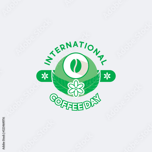 Symbol International coffee day, with coffee and cups in circles suitable for logos, posters, greeting cards, promotions.