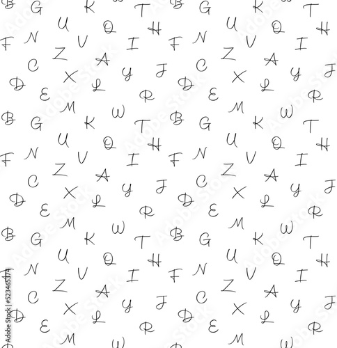 Letters alphabet abstract background design vector seamless black and white pattern