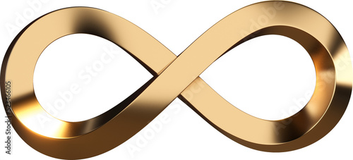 gold infinity, gold gradient infinity symbol ,3d golden ratio geometric shape photo