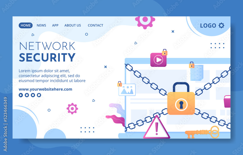Cyber Security Social Media Landing Page Template Hand Drawn Cartoon Flat Illustration Cyber Security Social Media Landing Page Template Hand Drawn Cartoon Flat Illustration