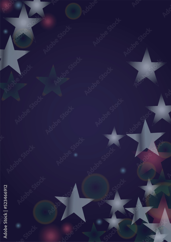 Obraz premium Vector Magical Glowing Background with Silver and Purple Falling Stars on Black. Sparkle Star Night Design. Glittery Confetti Frame. Cosmic Bokeh Light. Christmas and New Year Poster. Baby Fairy Print