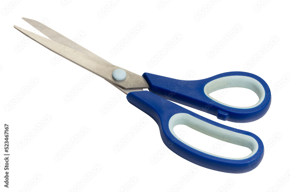 Blue scissors isolated on a white background. Blue scissors isolated on a white background.