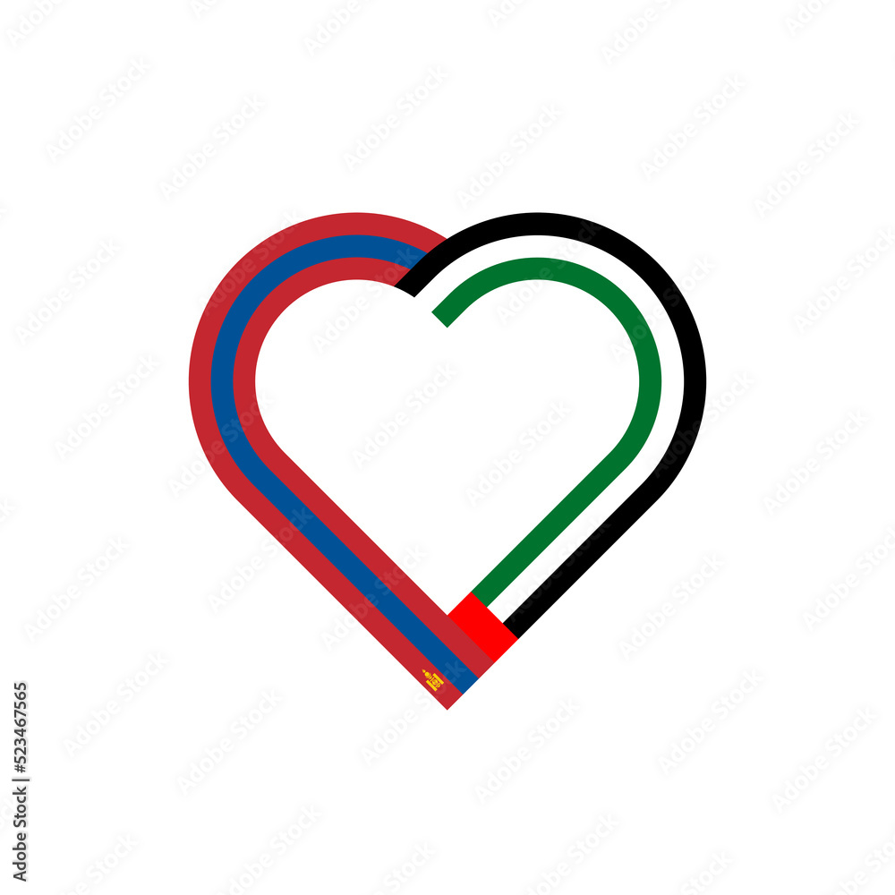 unity concept. heart ribbon icon of mongolia and united arab emirates flags. vector illustration isolated on white background unity concept. heart ribbon icon of mongolia and united arab emirates flags. vector illustration isolated on white background