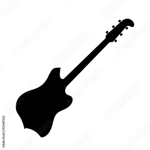 Electric bass guitar icon. Black silhouette of guitar. Music instrument icon isolated. Vector illustration.