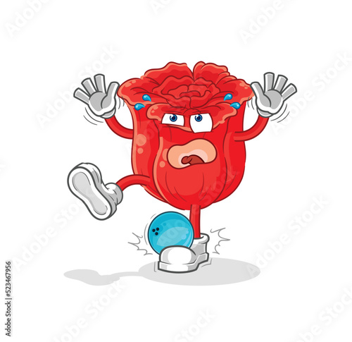 rose hiten by bowling cartoon. cartoon mascot vector