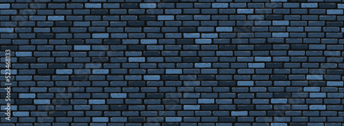 The texture of a brick wall in muted shades of dark blue. Rectangular vector banner for promotion, sales, discounts, design.