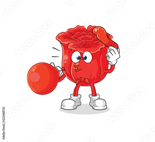 rose pantomime blowing balloon. cartoon mascot vector