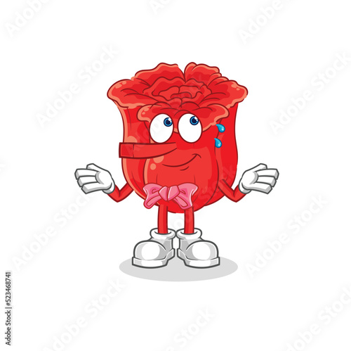 rose lie like Pinocchio character. cartoon mascot vector