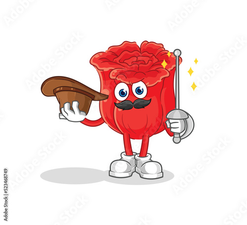 rose fencer character. cartoon mascot vector