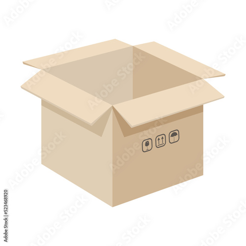 Open box icon. Open paper and carton packages isolated vector illustration. Shipping, delivery and storage packaging