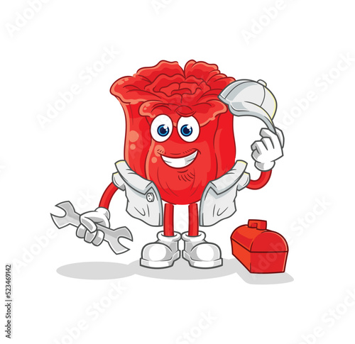 rose mechanic cartoon. cartoon mascot vector