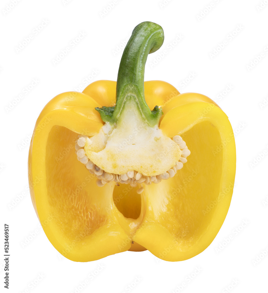Yellow Bell pepper isolated on white background, Sweet pepper isolated on a white background With png file.
