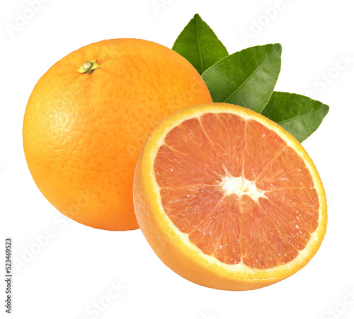 Orange fruit with orange slices on white background With png file, Cara Cara Orange, tangerine isolated on white background.