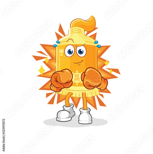 sunscreen boxer character. cartoon mascot vector