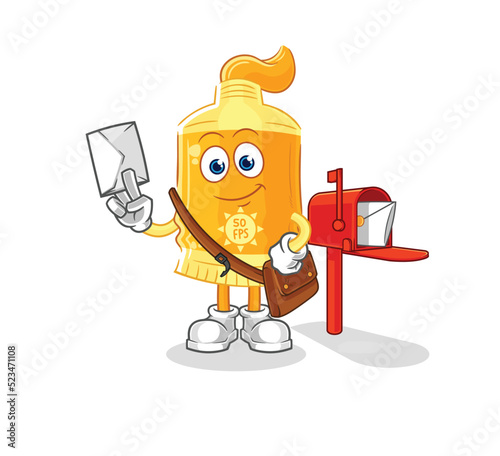 sunscreen postman vector. cartoon character