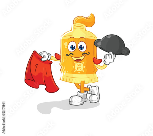 sunscreen matador with red cloth illustration. character vector