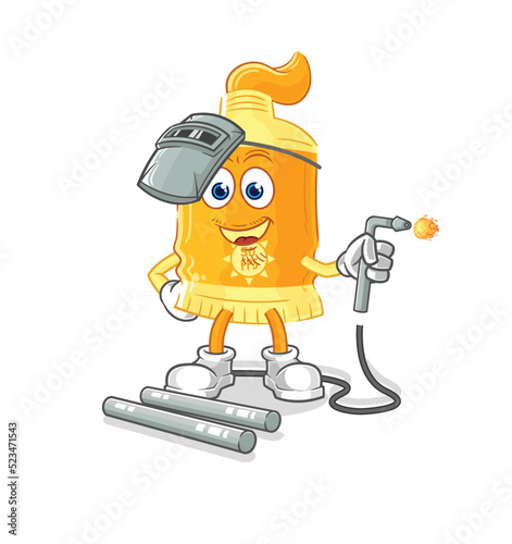 sunscreen welder mascot. cartoon vector