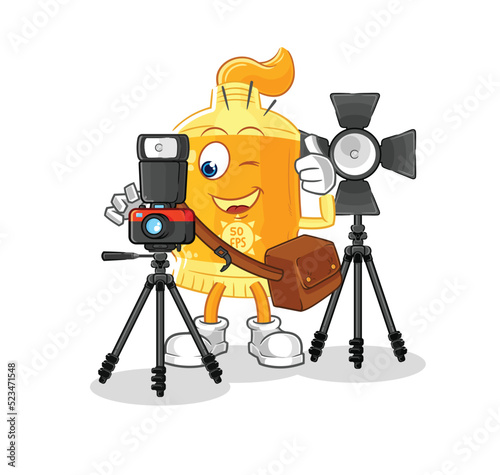 sunscreen photographer character. cartoon mascot vector