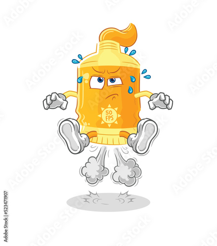 sunscreen fart jumping illustration. character vector
