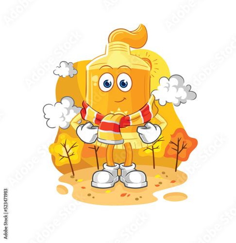sunscreen in the autumn. cartoon mascot vector