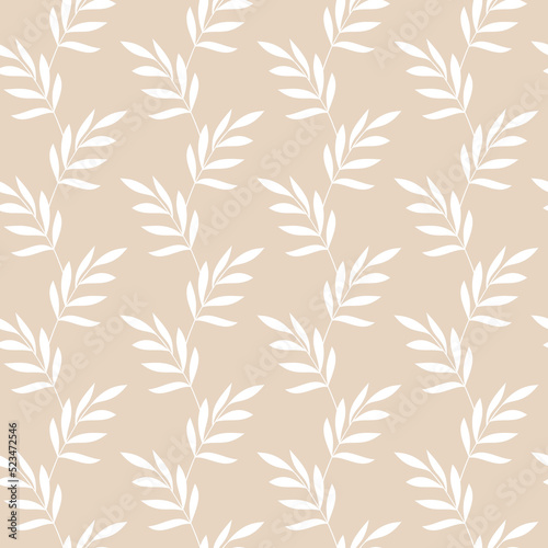 Vector leaves seamless pattern. Abstract branches floral illustration. Botanical pastel backdrop. Wallpaper  background  fabric  textile  print  wrapping paper or package design.