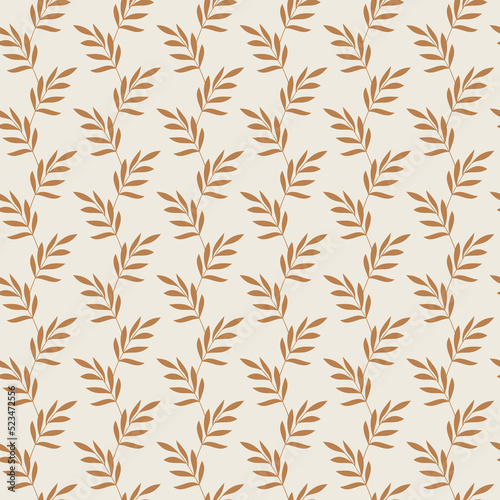 Leaves seamless pattern. Abstract branches floral vector illustration. Natural beige backdrop. Wallpaper  background  fabric  textile  print  wrapping paper or package design.