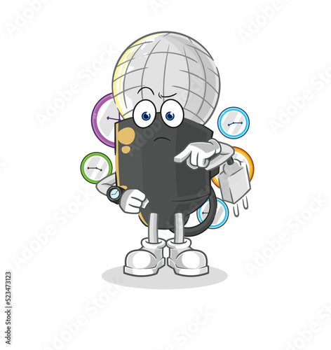 mic with wristwatch cartoon. cartoon mascot vector © dataimasu