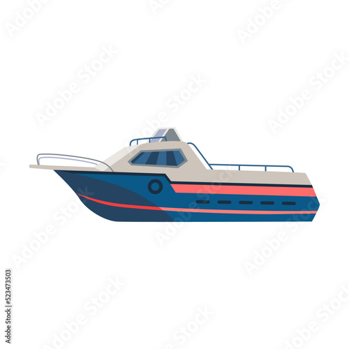 Sea and ocean transport. Ships, speed boats, yacht, sailboats, motorboat, cruise liners. Flat vector illustrations for nautical navigation