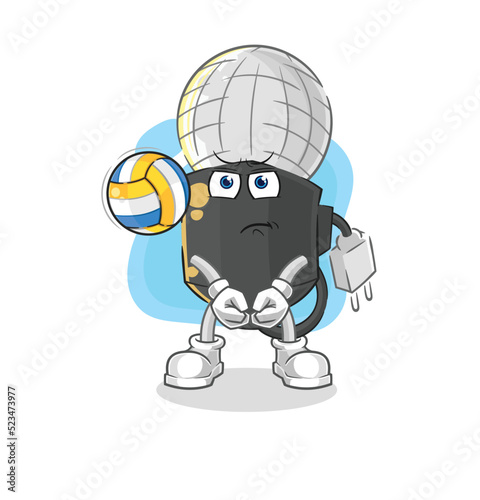 mic play volleyball mascot. cartoon vector