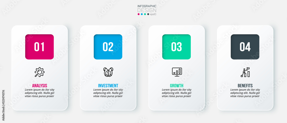 Infographic template business concept with step.
Infographic template business concept with step.