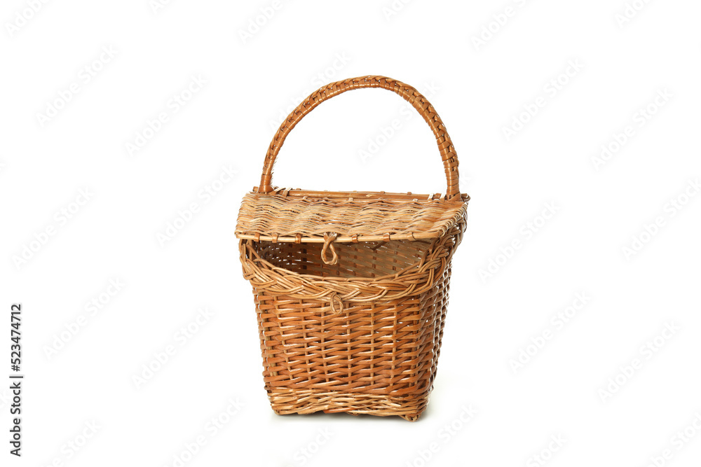 Picnic wicker basket isolated on white background