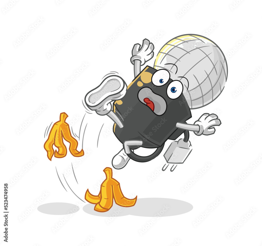 Naklejka premium mic slipped on banana. cartoon mascot vector