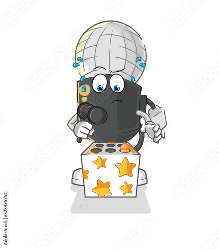 mic play whack a mole mascot. cartoon vector