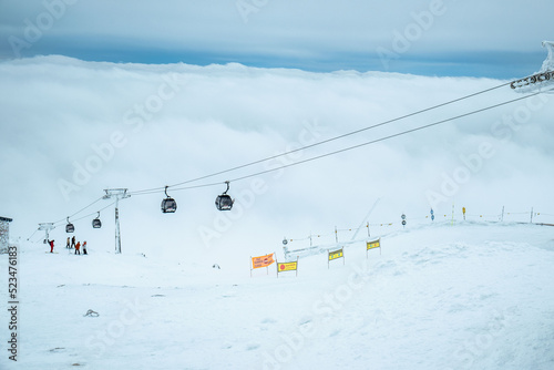 Slovakia, Jasna - January 31, 2022: chair lift cabin ski resort