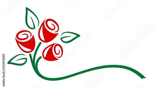 A symbol of bouquet stylized garden flowers.