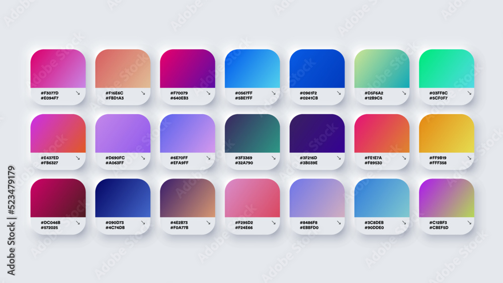 Vettoriale Stock Colour Palette Catalog Samples Gradient in RGB or HEX  Pastel and Neon | Adobe Stock