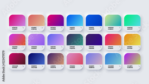 Colour Palette Catalog Samples Gradient in RGB or HEX Pastel and Neon
