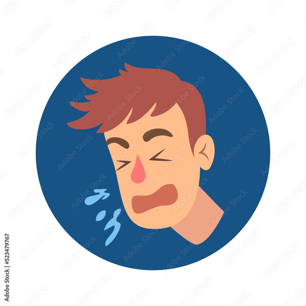 Educational banner with man suffering from runny nose, rash, red eyes  because of food, dust, insects. Allergy symptom cartoon vector illustration  Stock Vector | Adobe Stock