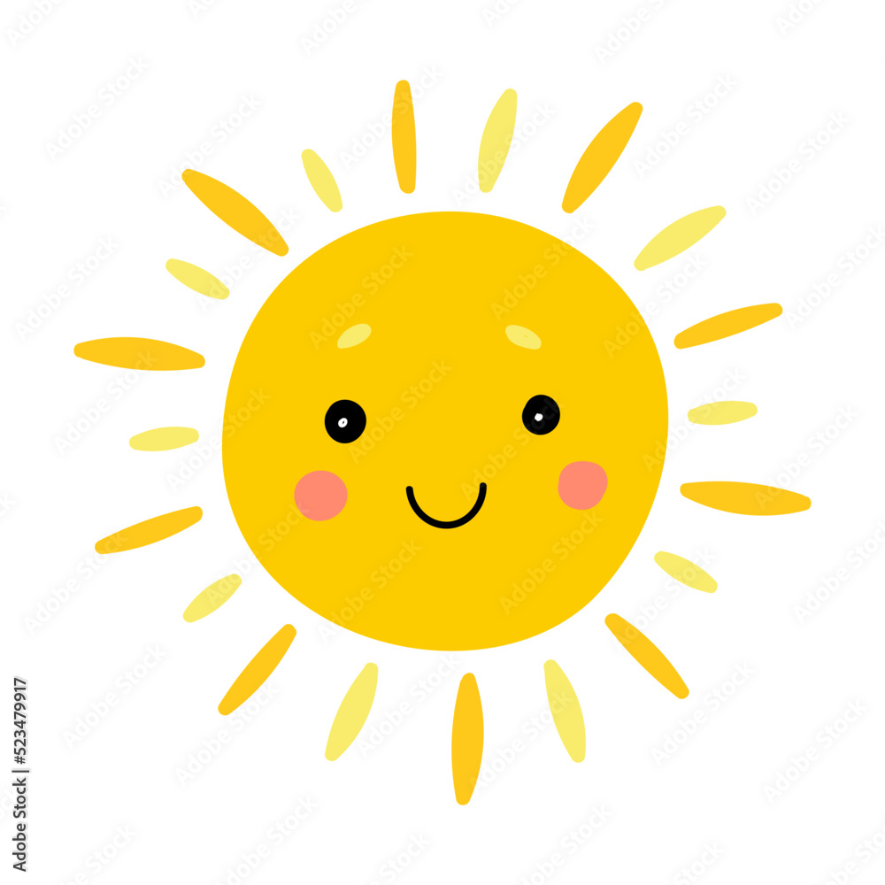 Weather flat icon. Cartoon sun, star isolated vector illustration. Meteorology and sky