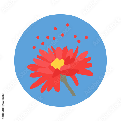 Plant pollen. Allergy symptom cartoon vector illustration. Educational banner with man suffering from runny nose, rash, red eyes because of food, dust, insects