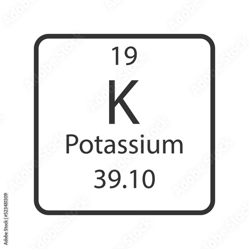 Potassium symbol. Chemical element of the periodic table. Vector illustration.