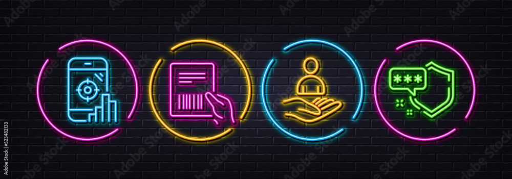 Seo phone, Recruitment and Parcel invoice minimal line icons. Neon laser 3d lights. Shield icons. For web, application, printing. Search engine, Hr, Delivery document. Safe secure. Vector Seo phone, Recruitment and Parcel invoice minimal line icons. Neon laser 3d lights. Shield icons. For web, application, printing. Search engine, Hr, Delivery document. Safe secure. Vector