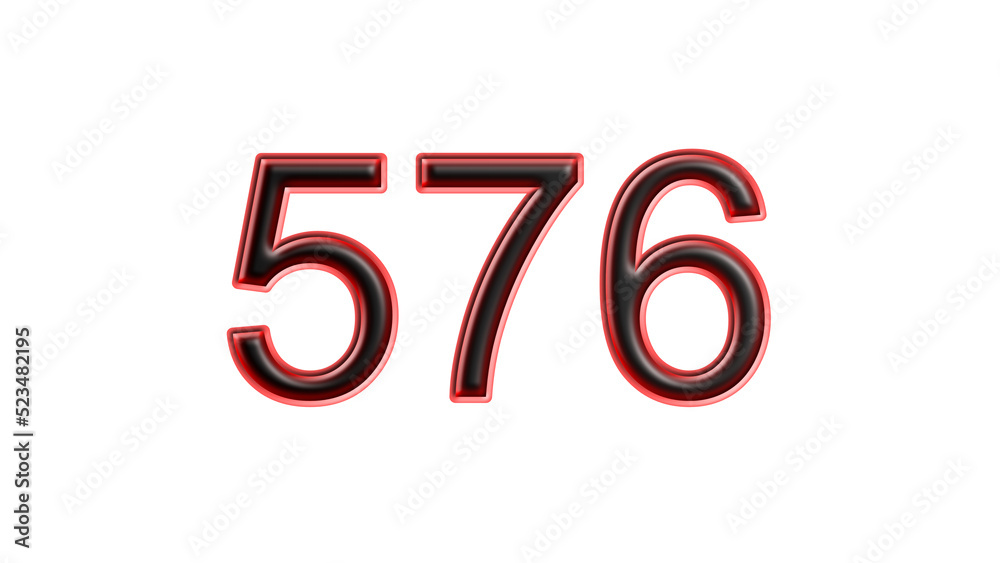 red 576 number 3d effect white background red 576 number 3d effect white background