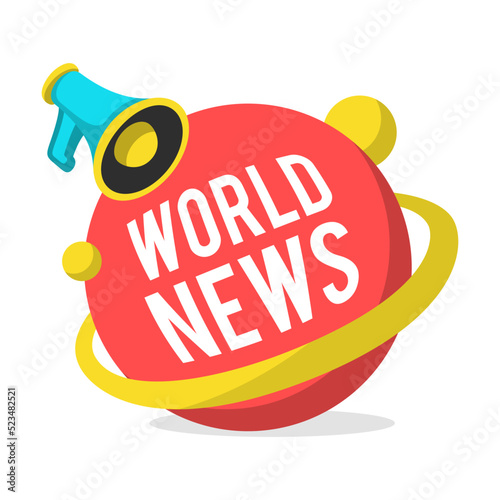 News label flat icon. World, sport and fake news titles vector illustration. Newsletter, TV headline and typography concept