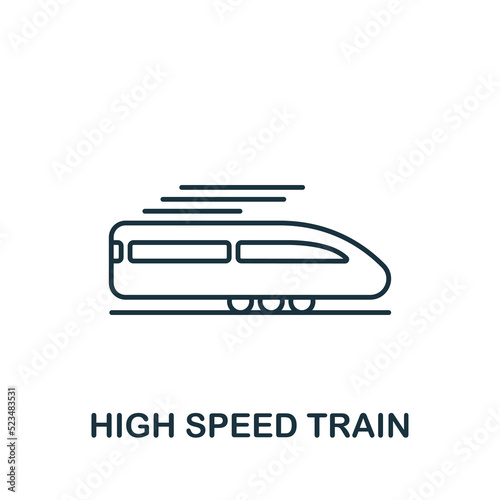 High Speed Train icon. Monochrome simple line Future Technology icon for templates, web design and infographics